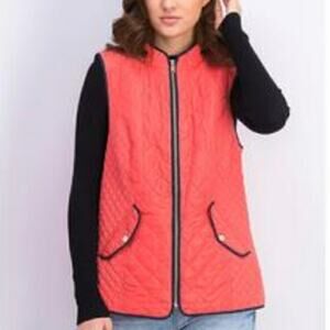 Charter Club Quilted Coral Zip Up Vest